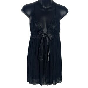 Victoria’s Secret women’s medium 2 piece lingerie set black babydoll crinkle new